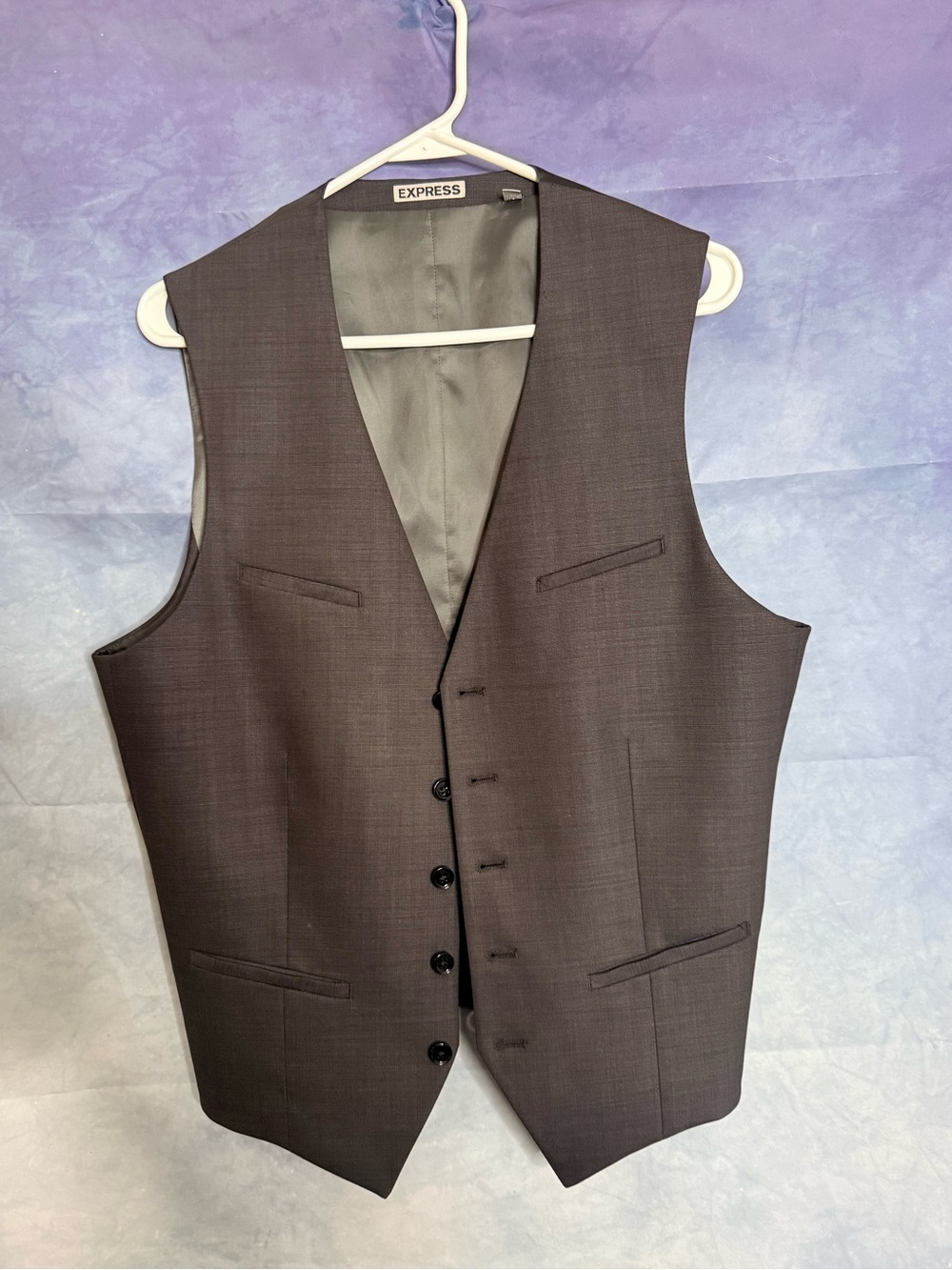 Express Men's Dark Charcoal Gray Tailored Vest